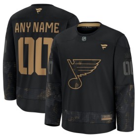 St. Louis Blues Dresy Personalizované Fanatics Military Appreciation Practice 2024-25 Černá - Pánské